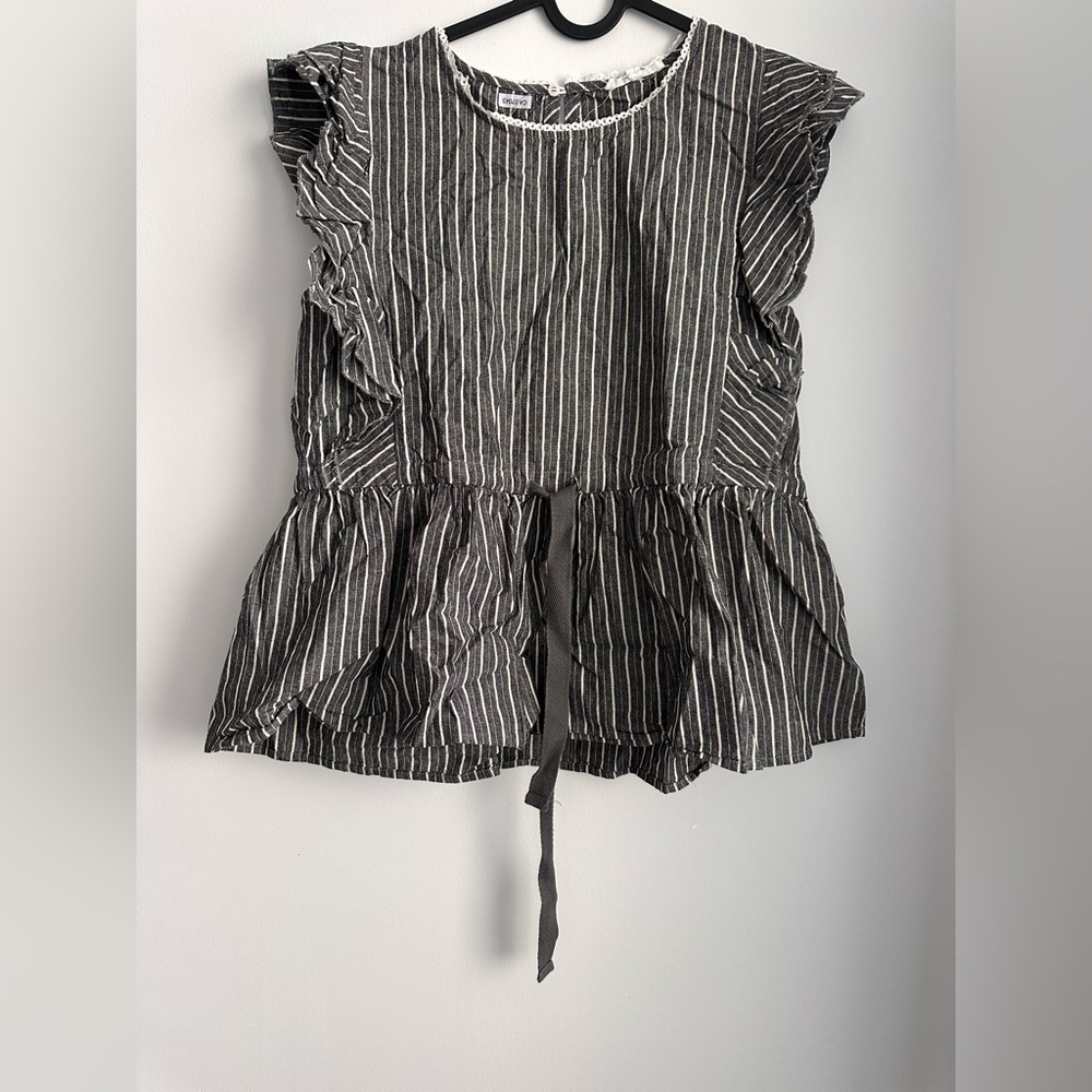 Striped Gray and White Women's Top